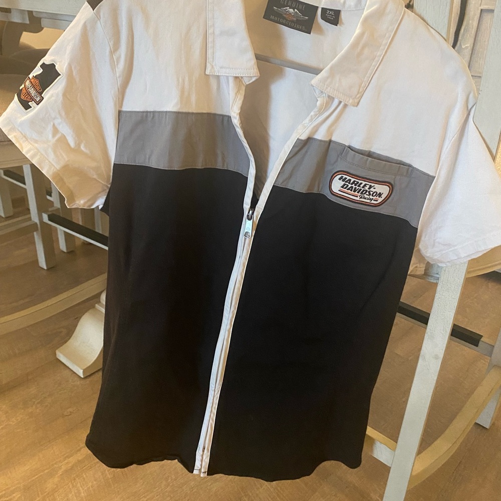Harley-Davidson Black and White Button Down Shirt